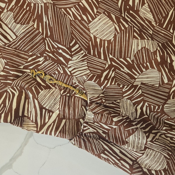 Chadwicks Cotton Tropical Leaf Print A Line Midi Dress Brown White Size 10 - Picture 5 of 8